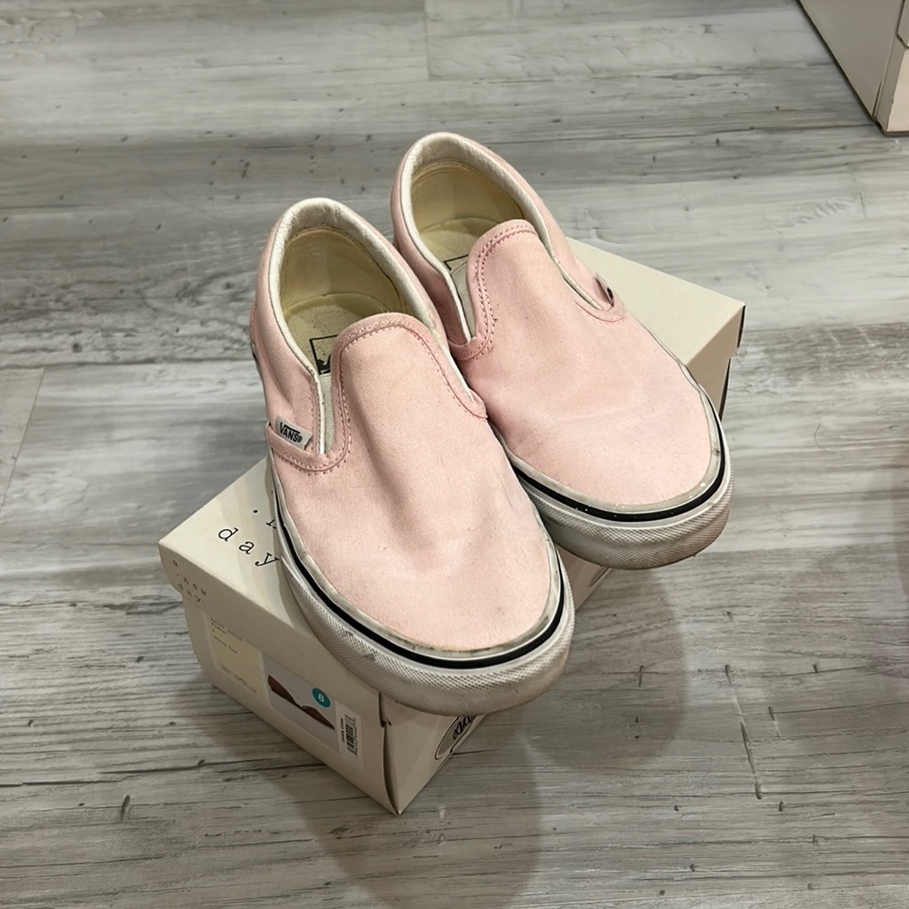 Pink Slip On Vans Size 7.5 Women